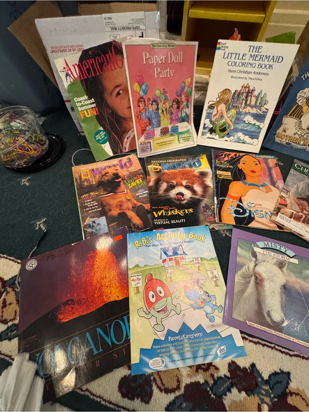 Assorted Children's Activity and Story Book Lot - Pink, Blue, Green Covers